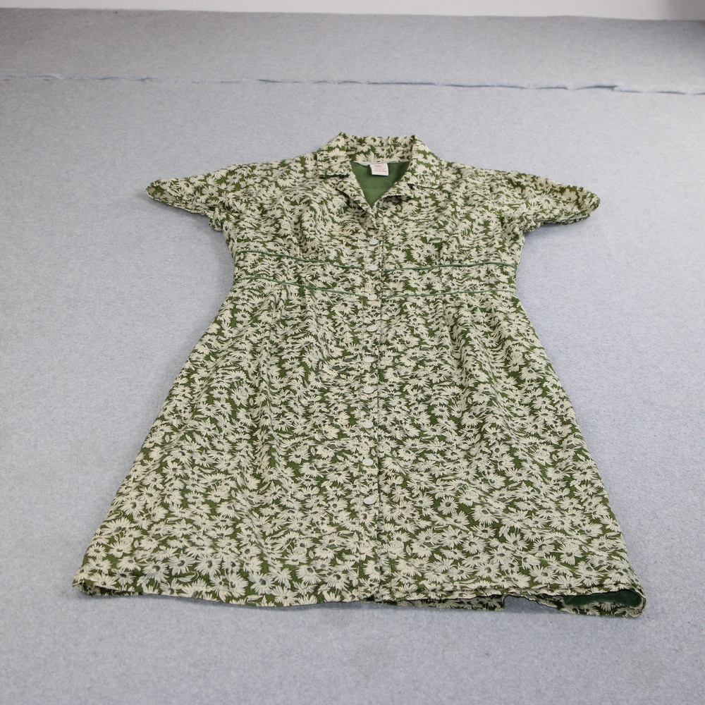 Sundance Dress Women 8 Green Floral Shirt Collared Button Lined Knee Length Boho